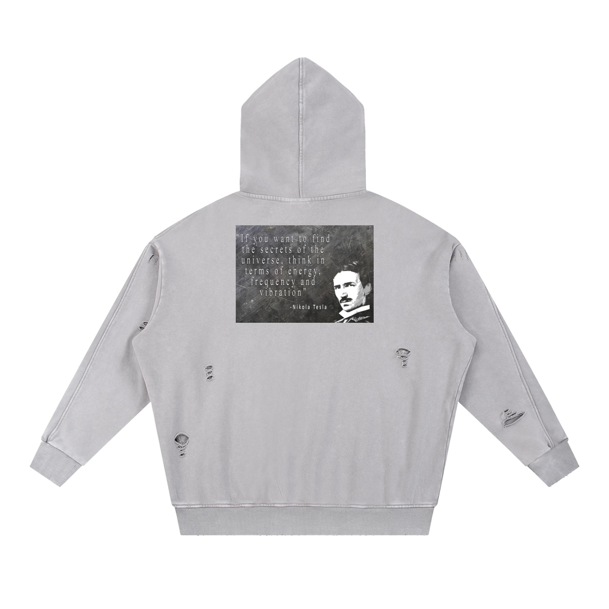 Frequency Snow Washed Distressed Panel Pocket Hoodie