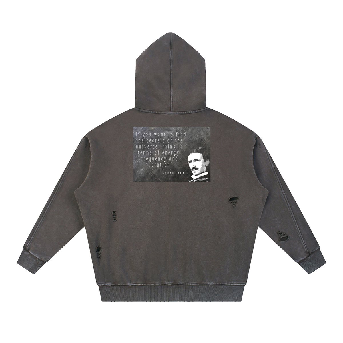 Frequency Snow Washed Distressed Panel Pocket Hoodie