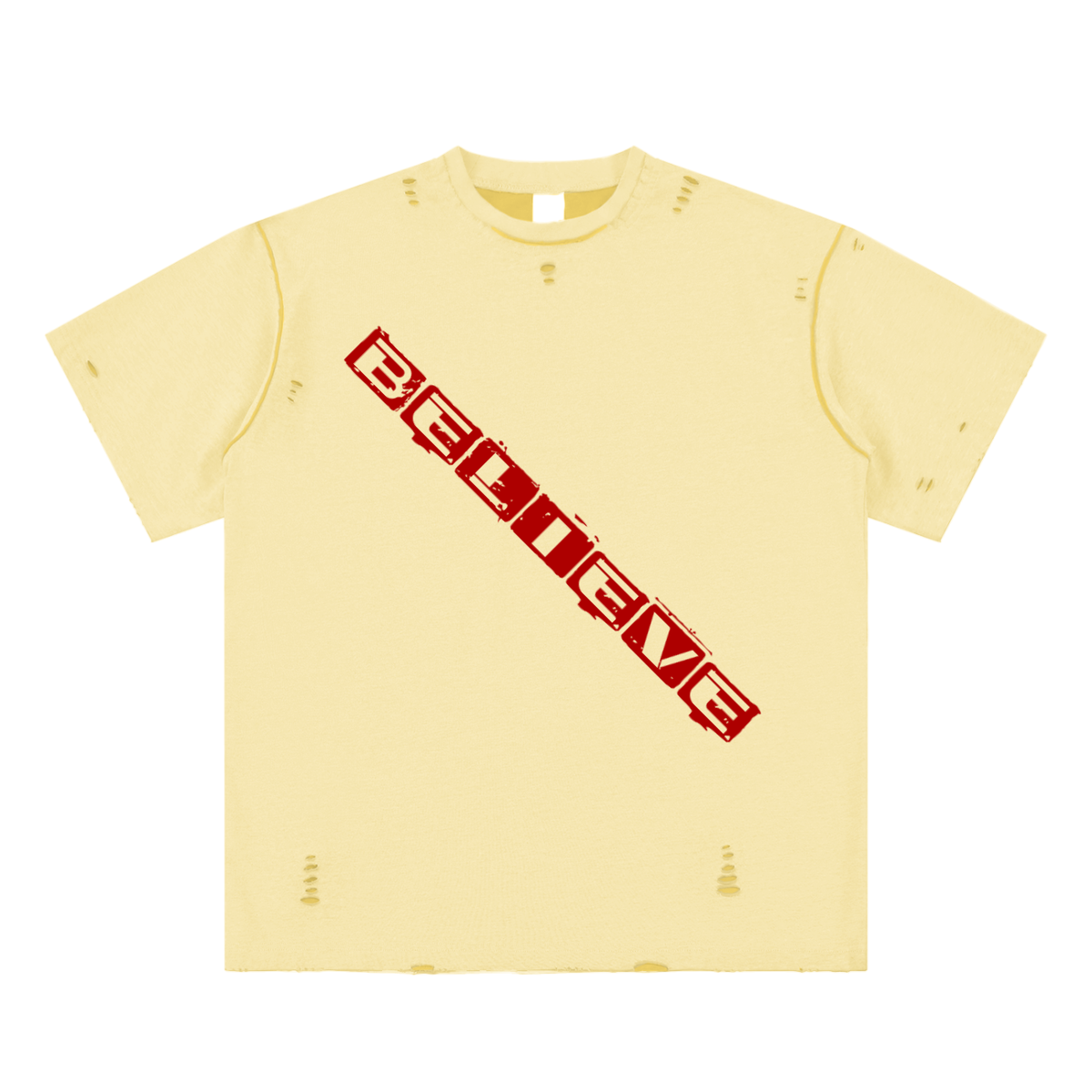 Cotton,TShirt,TheMessage,Believe,Trust,Reversible,HandFrayed