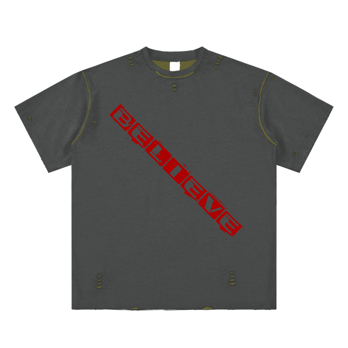 Cotton,TShirt,TheMessage,Believe,Trust,Reversible,HandFrayed