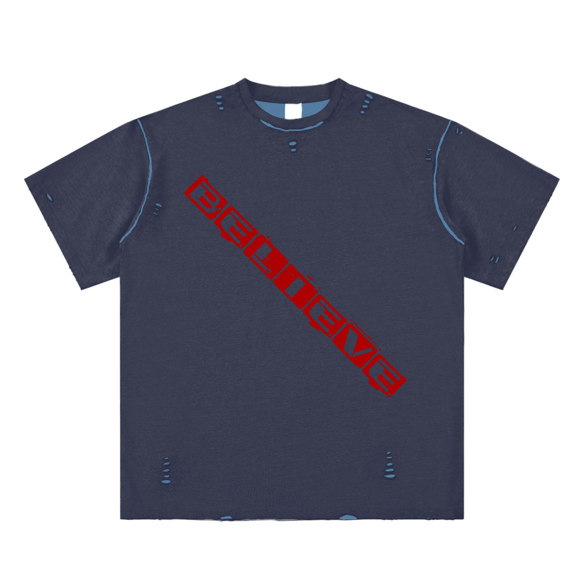 Cotton,TShirt,TheMessage,Believe,Trust,Reversible,HandFrayed