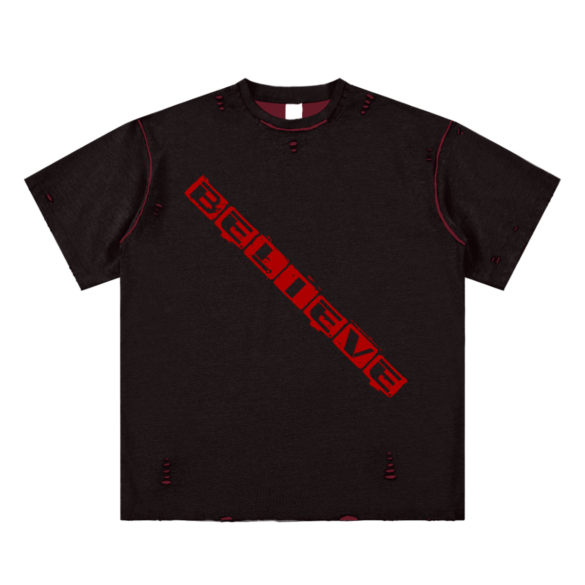 Cotton,TShirt,TheMessage,Believe,Trust,Reversible,HandFrayed